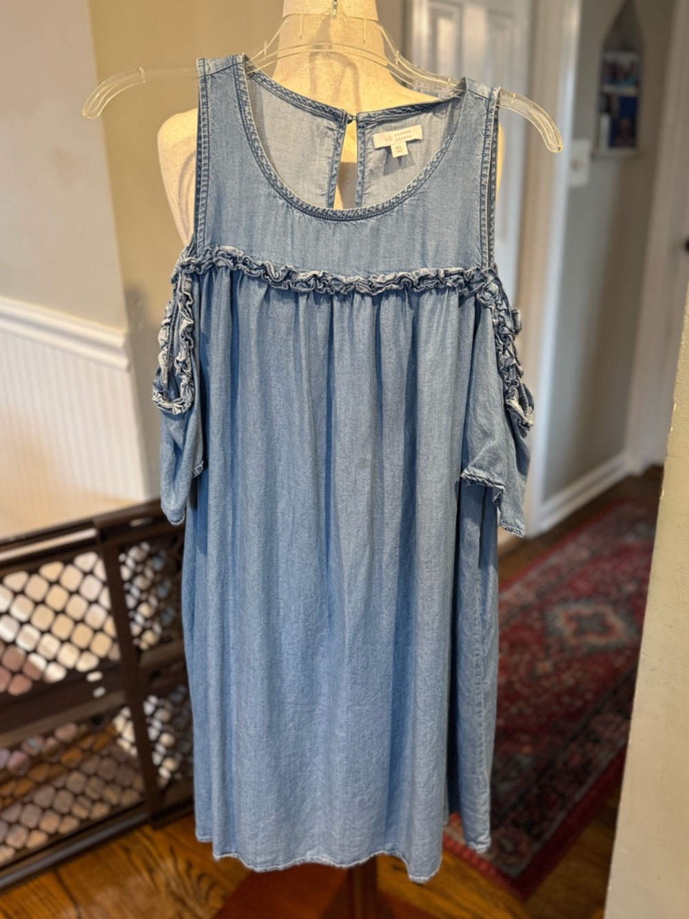 Light Wash Cold Shoulder denim dress
